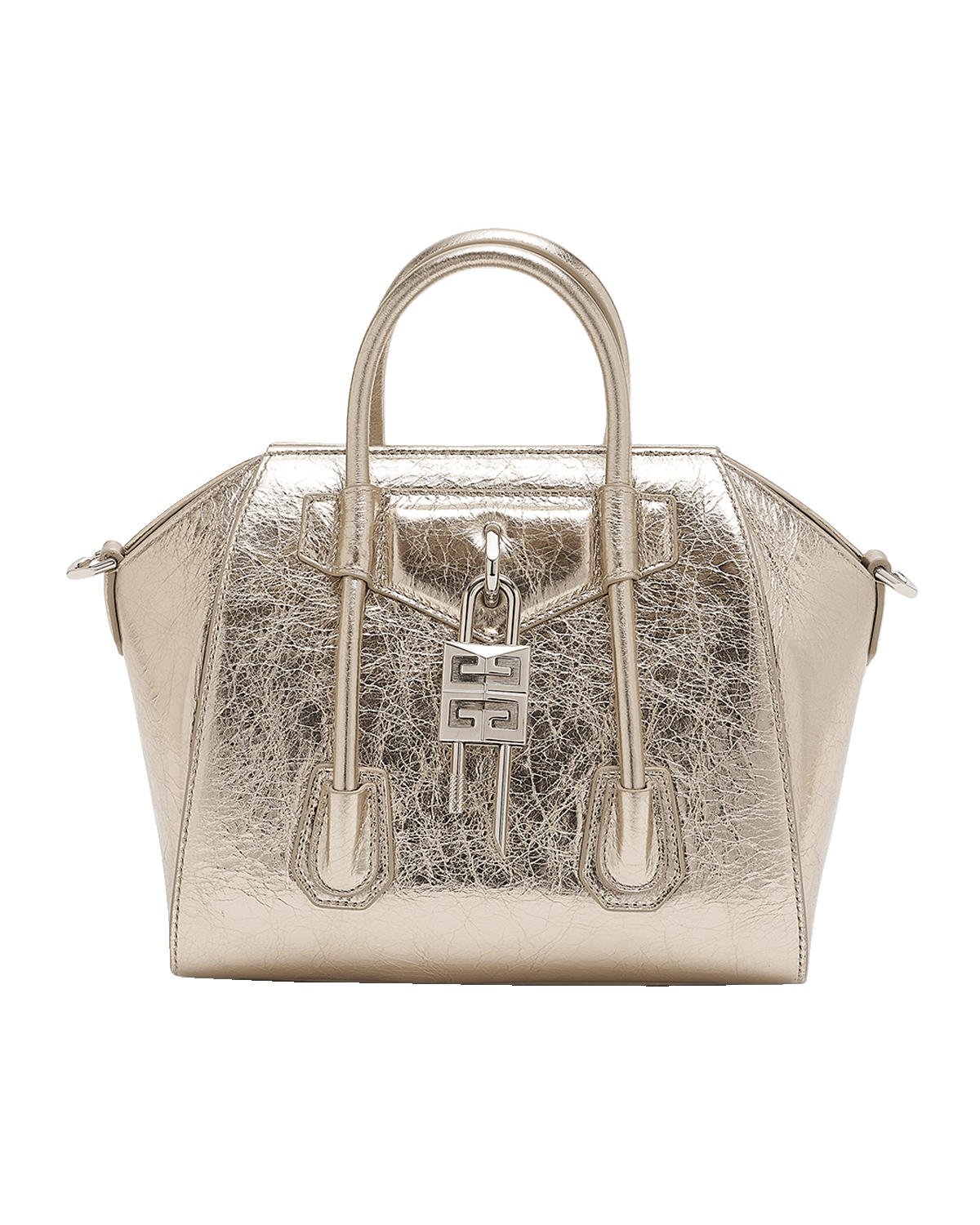 Givenchy Antigona Lock Mini Top Handle Bag in Metallic Laminated Leather