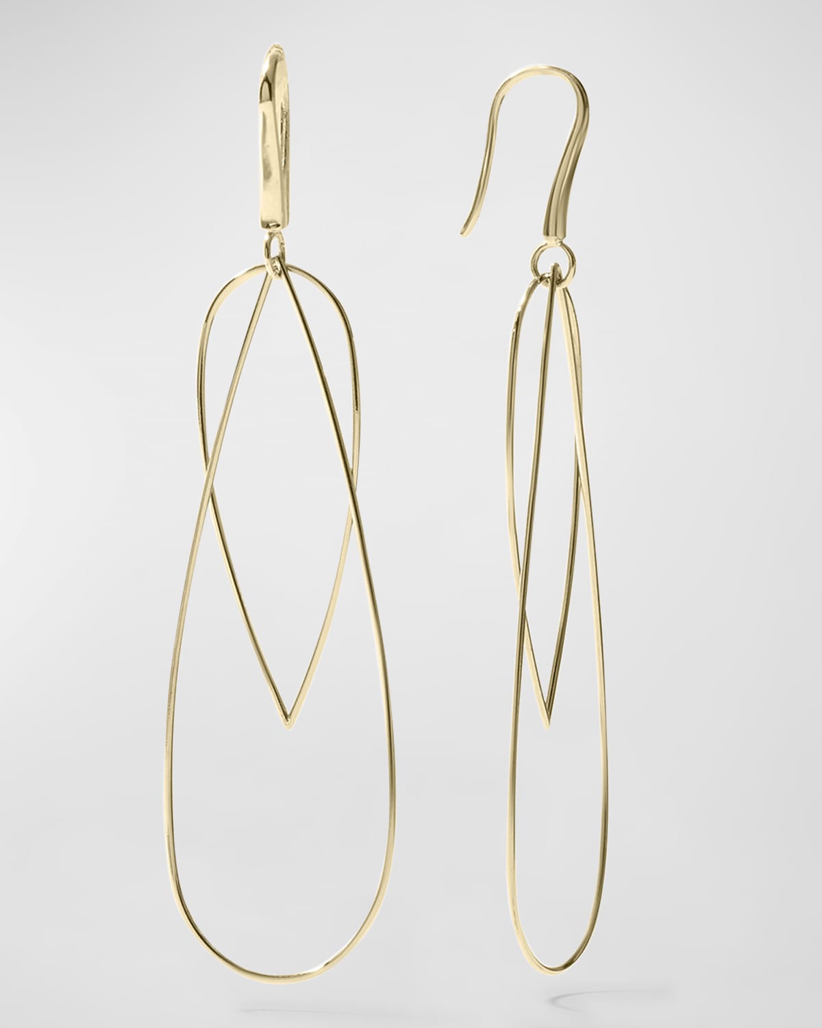 LANA 14k Elongated Dangle Hoop Earrings