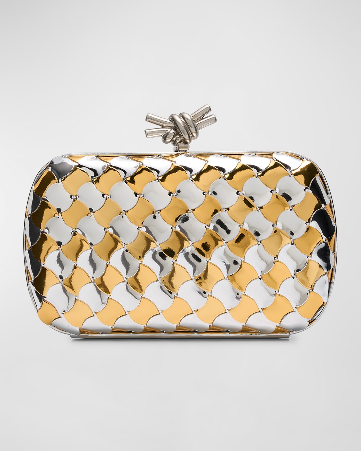 Bottega Veneta Knot Wavy Metallic Clutch Bag