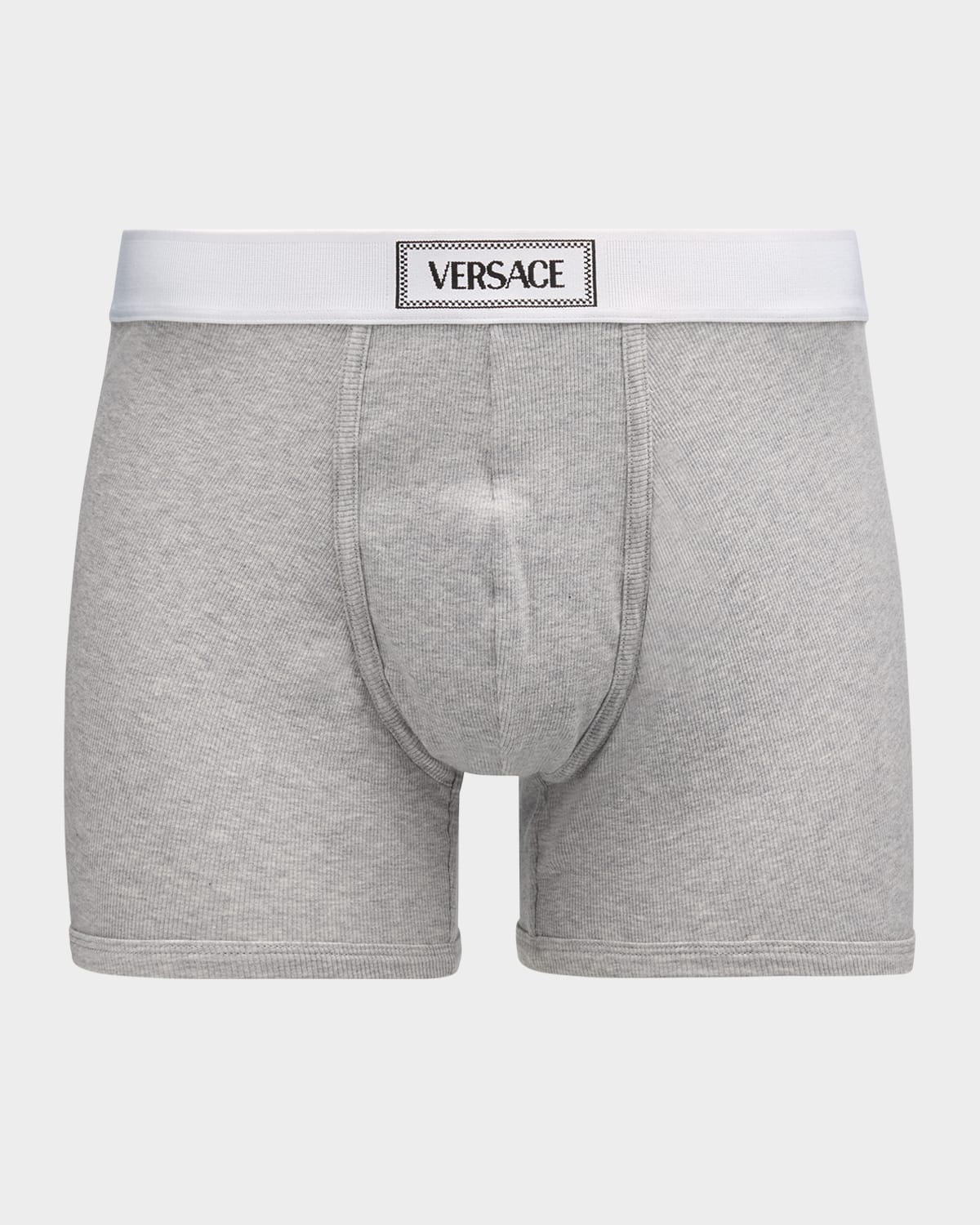 Versace Men 's Ribbed Cotton Logo Boxer Briefs