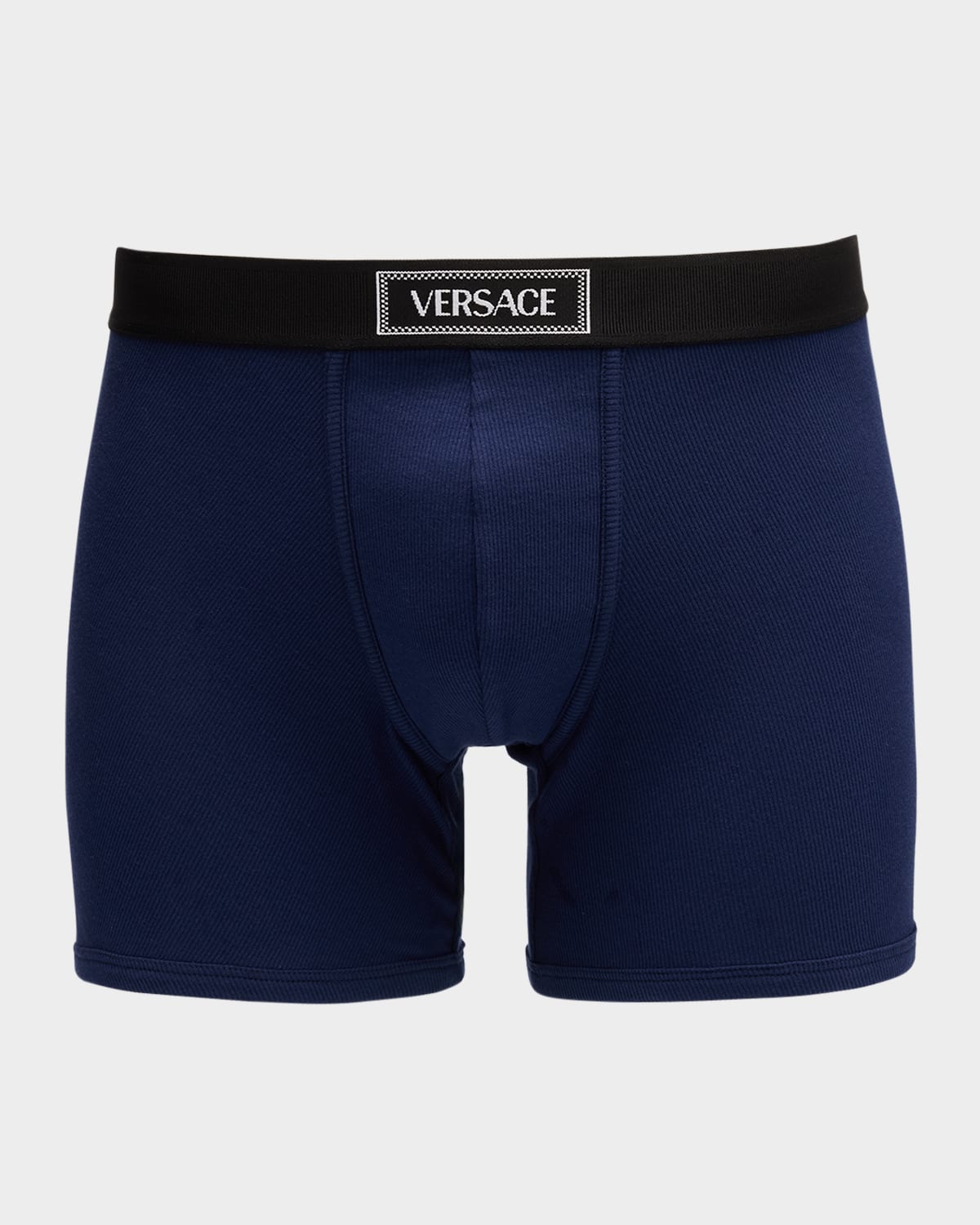 Versace Men 's Ribbed Cotton Logo Boxer Briefs