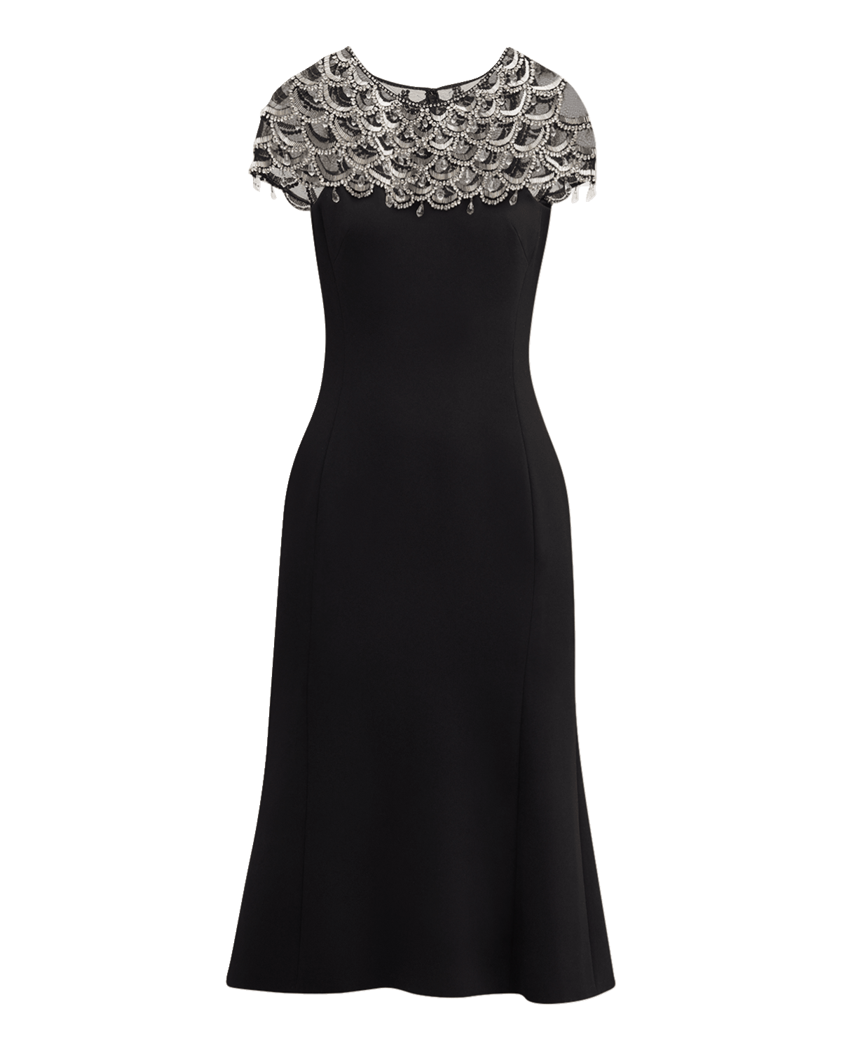 Jenny Packham Melody Crystal Cap-Sleeve Trumpet Dress