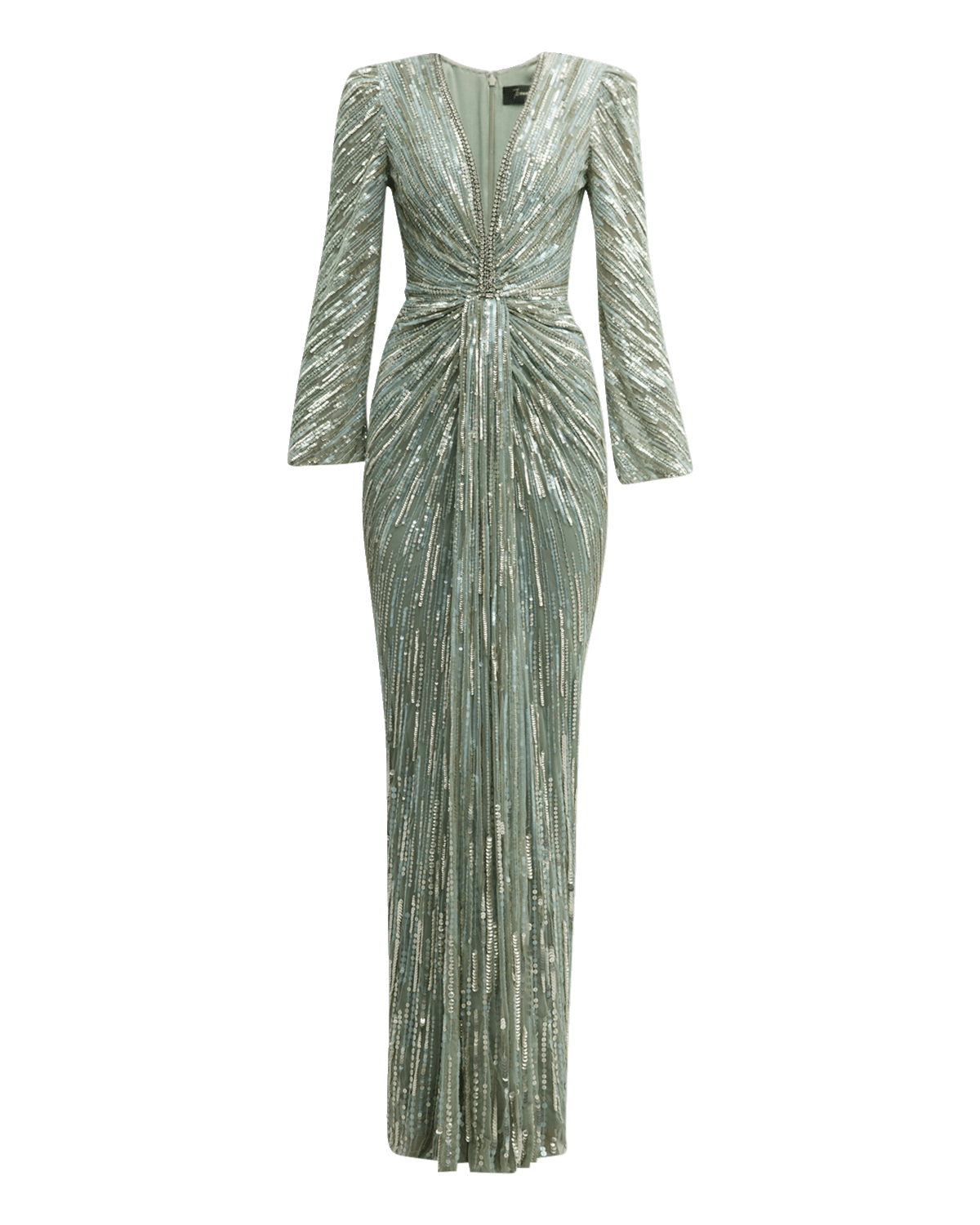 Jenny Packham Darcy Embellished Gown with Gathered Front