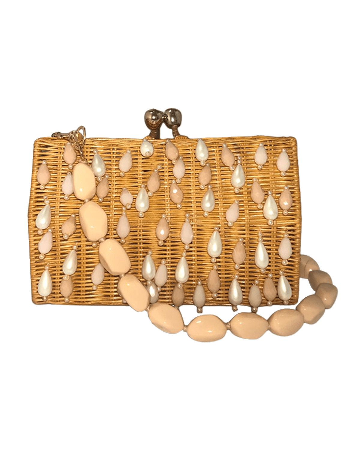 Serpui Corina Rain Mother-of-Pearl Straw Crossbody Bag