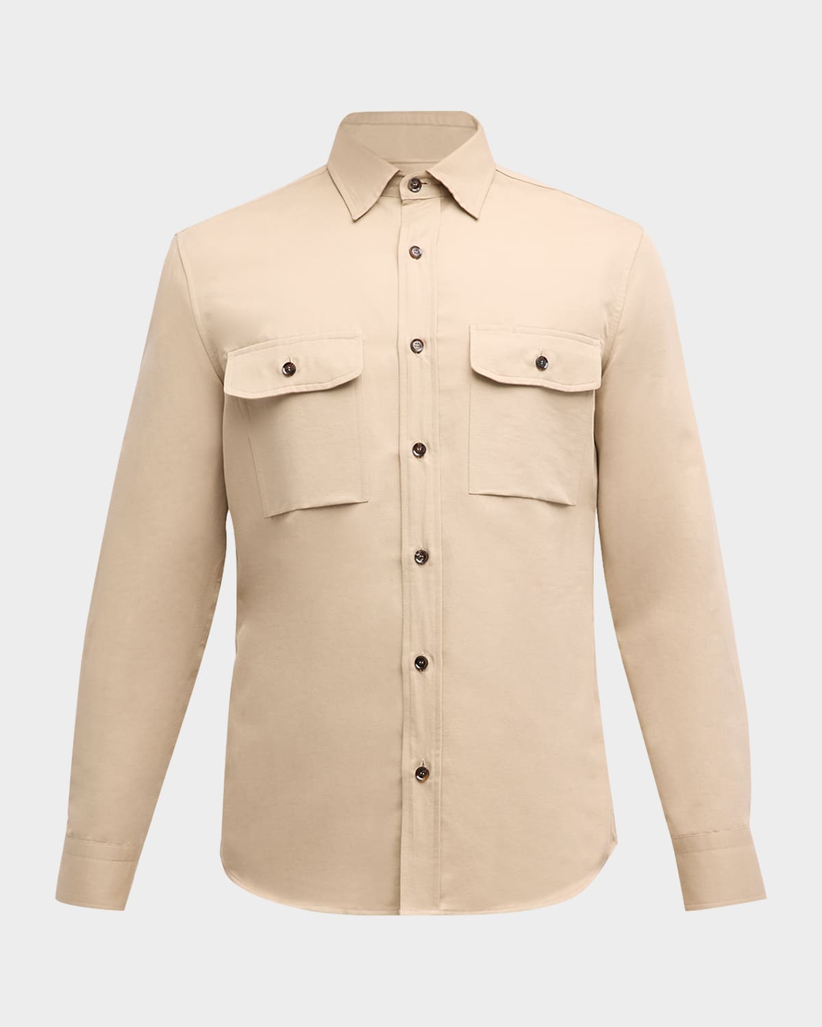 Brioni Men's Linen-Cotton Military Overshirt