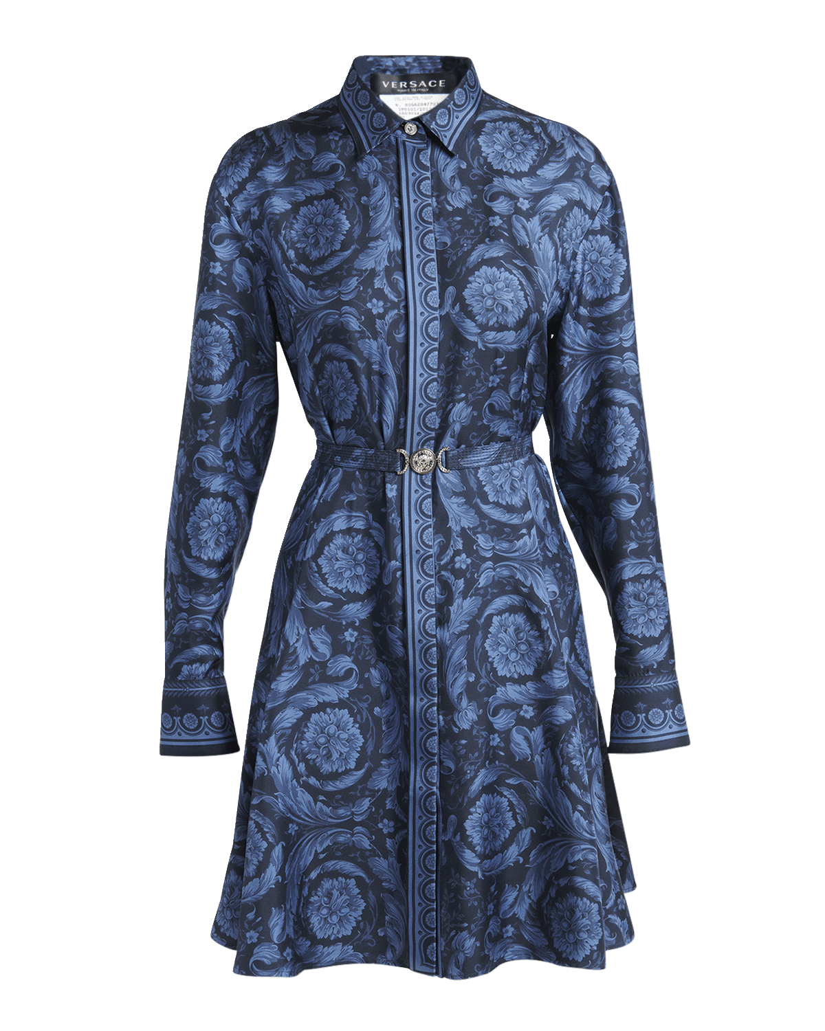 Versace Barocco-Print Belted Mini Dress