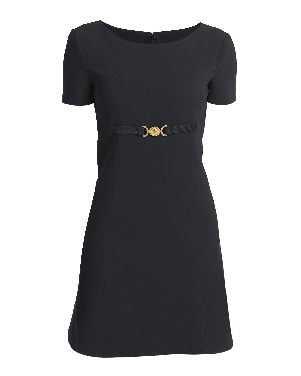 Versace Techno-Cady Short Sleeve A-Line Mini Dress