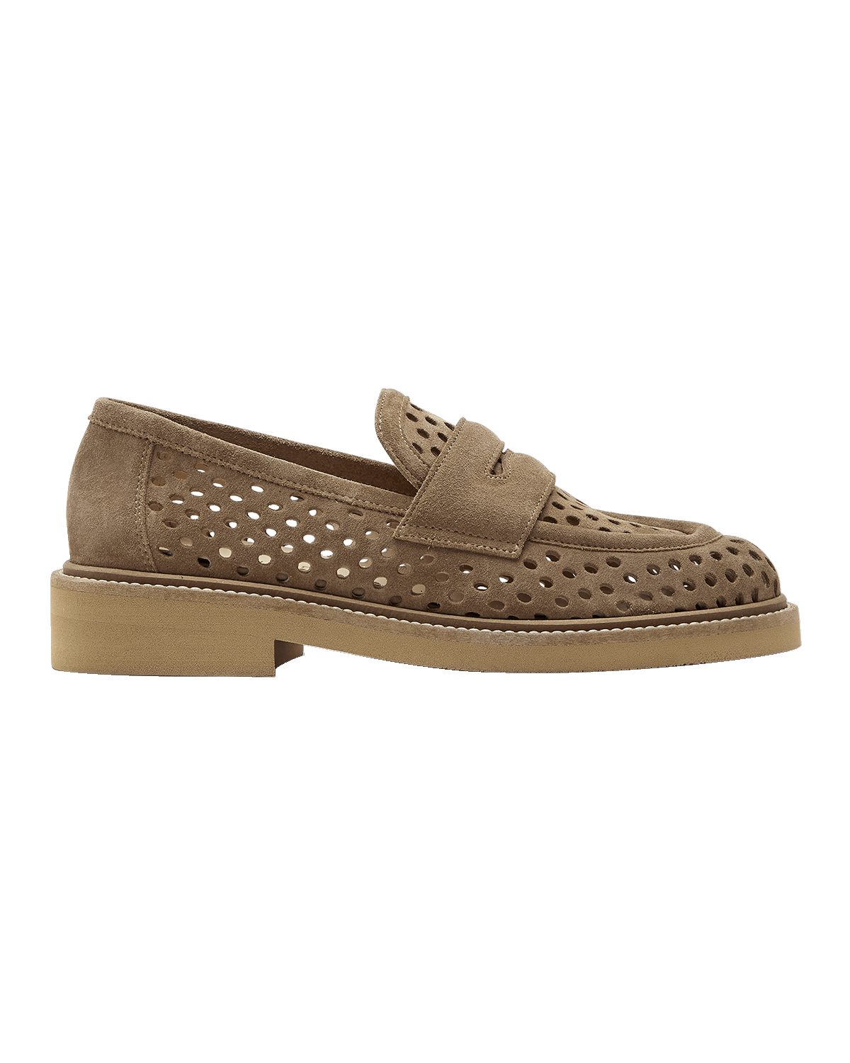 La Canadienne Karter Perforated Suede Penny Loafers
