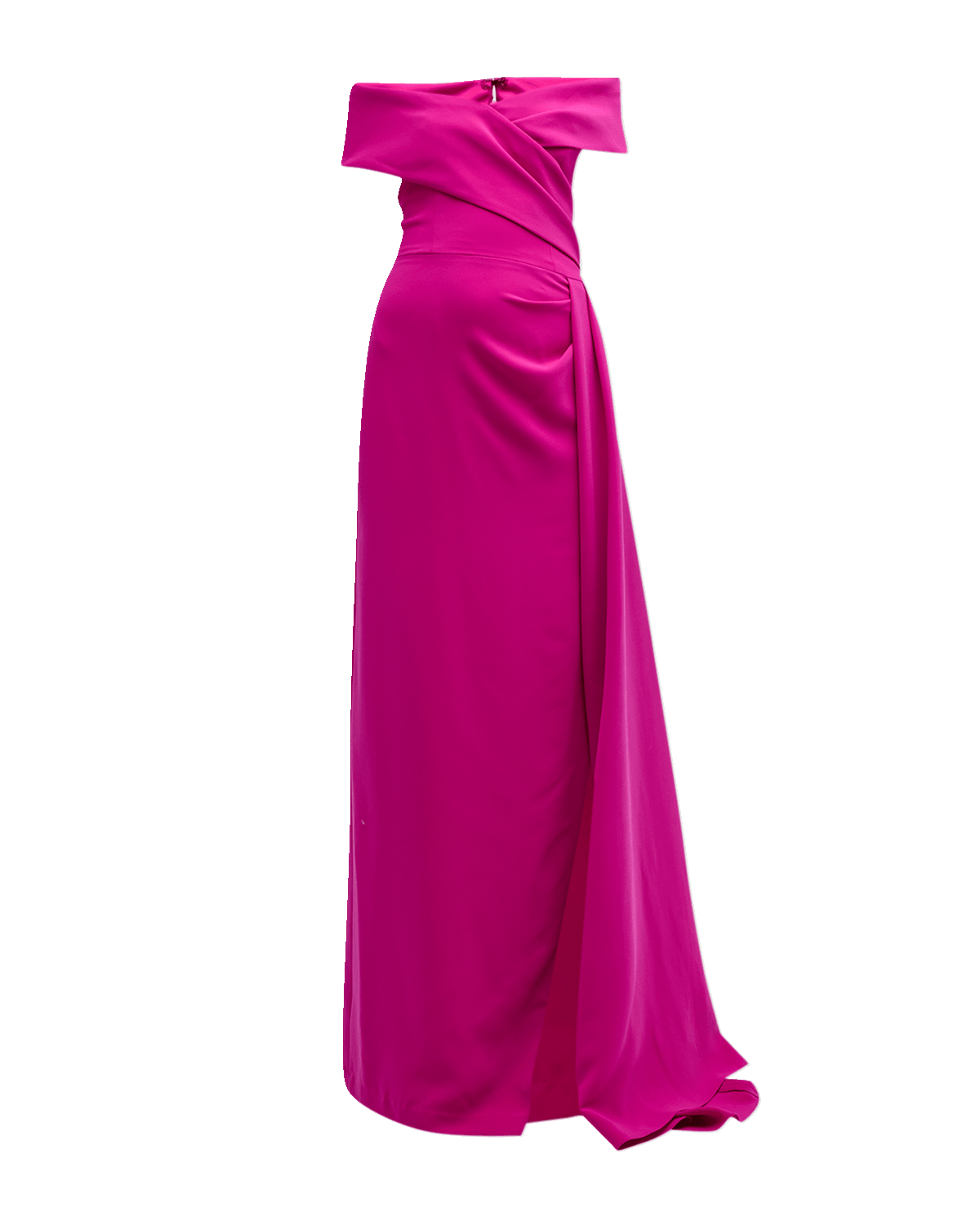 Rickie Freeman for Teri Jon Pleated Off-Shoulder Draped Crepe Gown