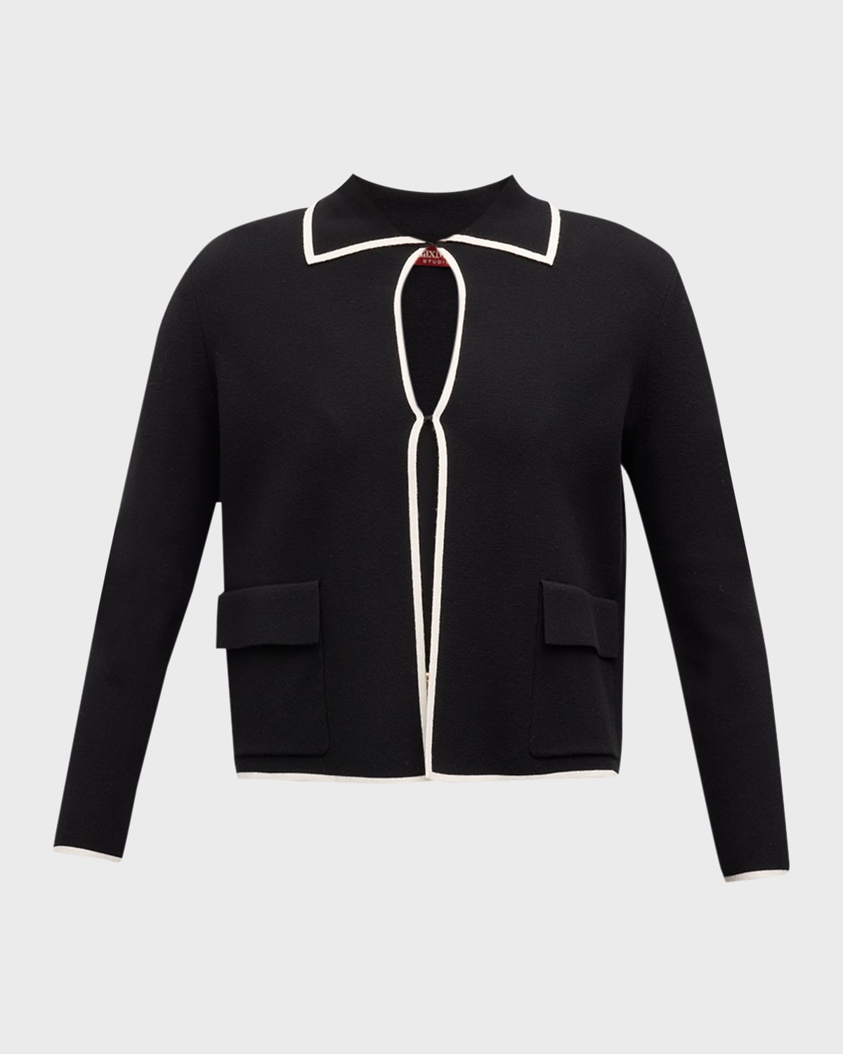 Max Mara Studio Legge Cropped Contrast-Trim Cardigan