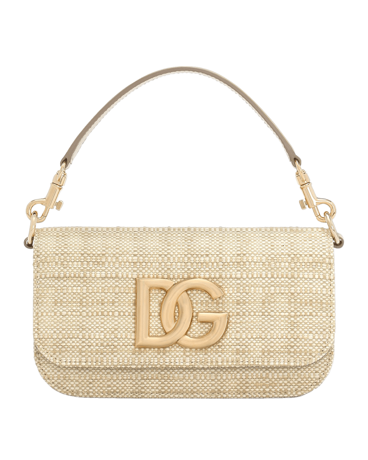 Dolce&Gabbana 3.5 Logo Flap Raffia Top-Handle Bag