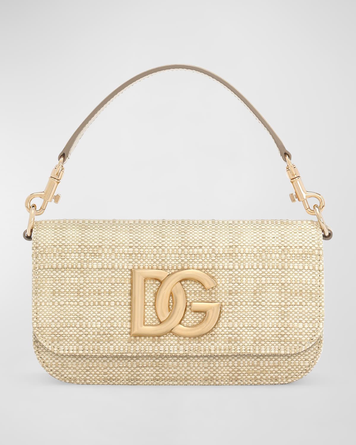 Dolce&Gabbana 3.5 Logo Flap Raffia Top-Handle Bag