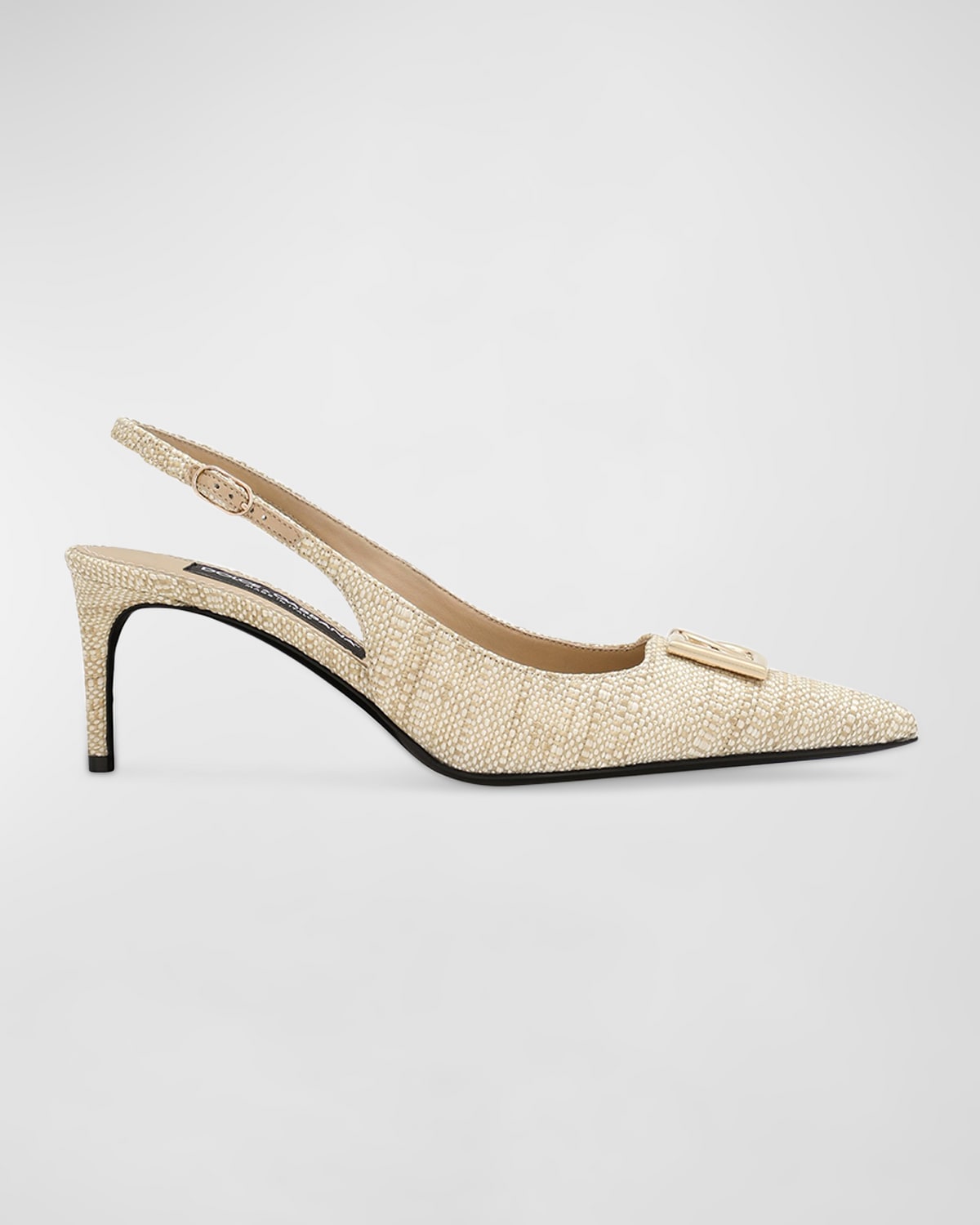 Dolce&Gabbana Raffia DG Medallion Slingback Pumps