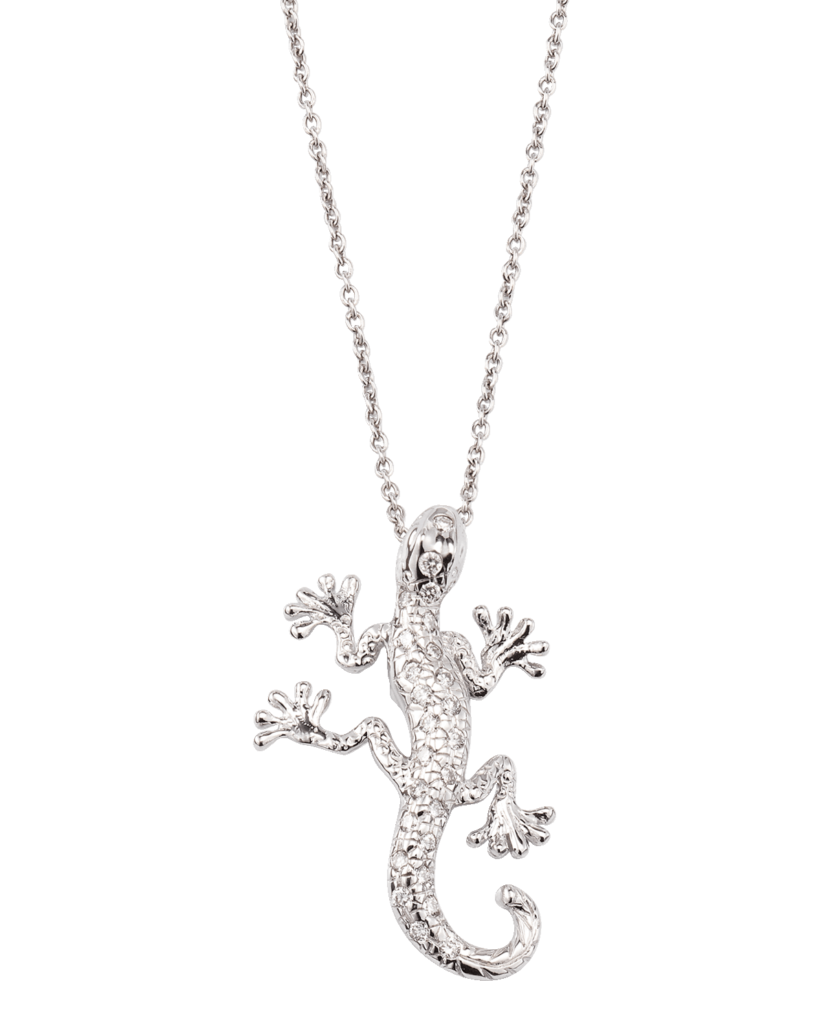 Roberto Coin 18K White Gold Diamond Gecko Pendant Necklace