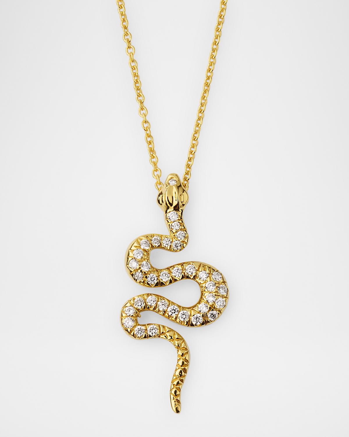 18K White Gold Diamond Snake Pendant Necklace