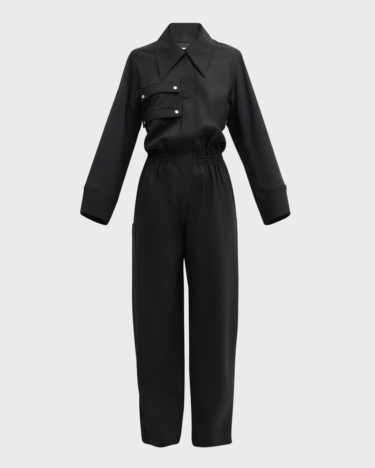 Co Wide-Collar Long-Sleeve Straight-Leg Flight Jumpsuit