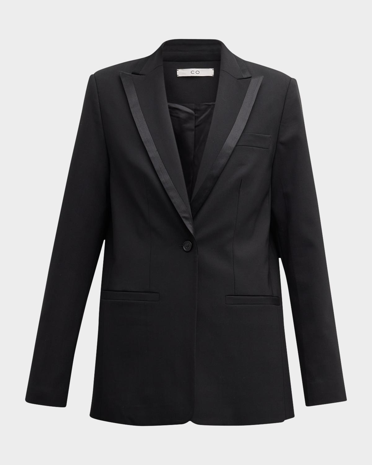 Co Satin-Trim Single-Breasted Tuxedo Jacket
