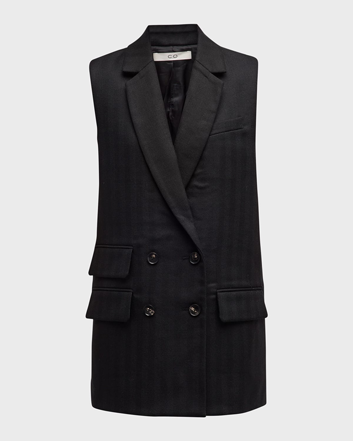 Co Double-Breasted Herringbone Vest