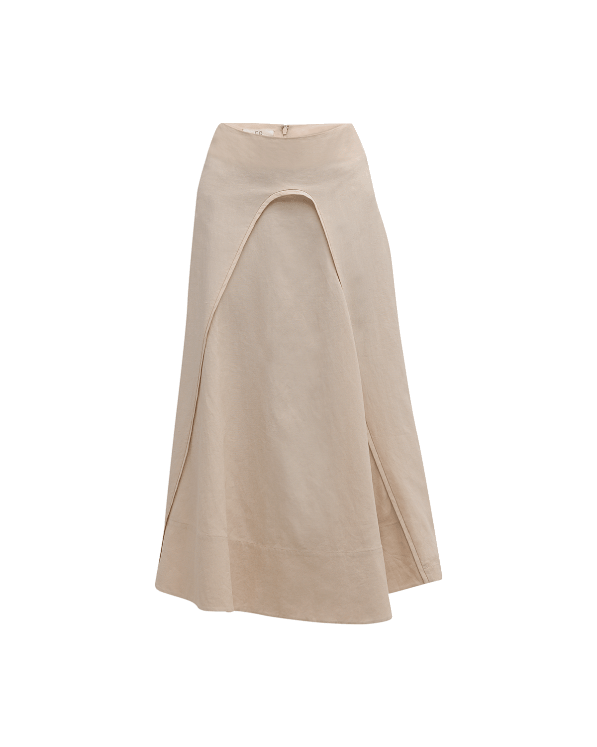 Co Curved-Seam A-Line Linen Midi Skirt