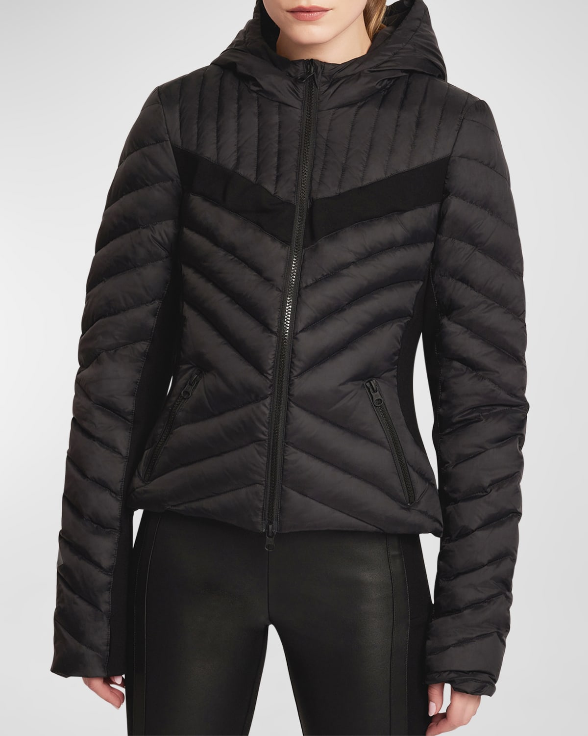 Blanc Noir Chevron Stripe Puffer Jacket