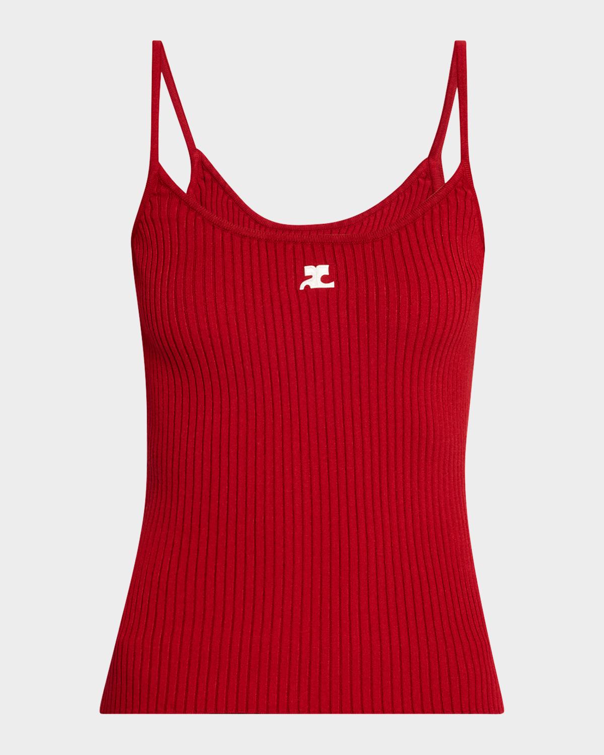 Courreges Logo Ribbed Knit Tank Top