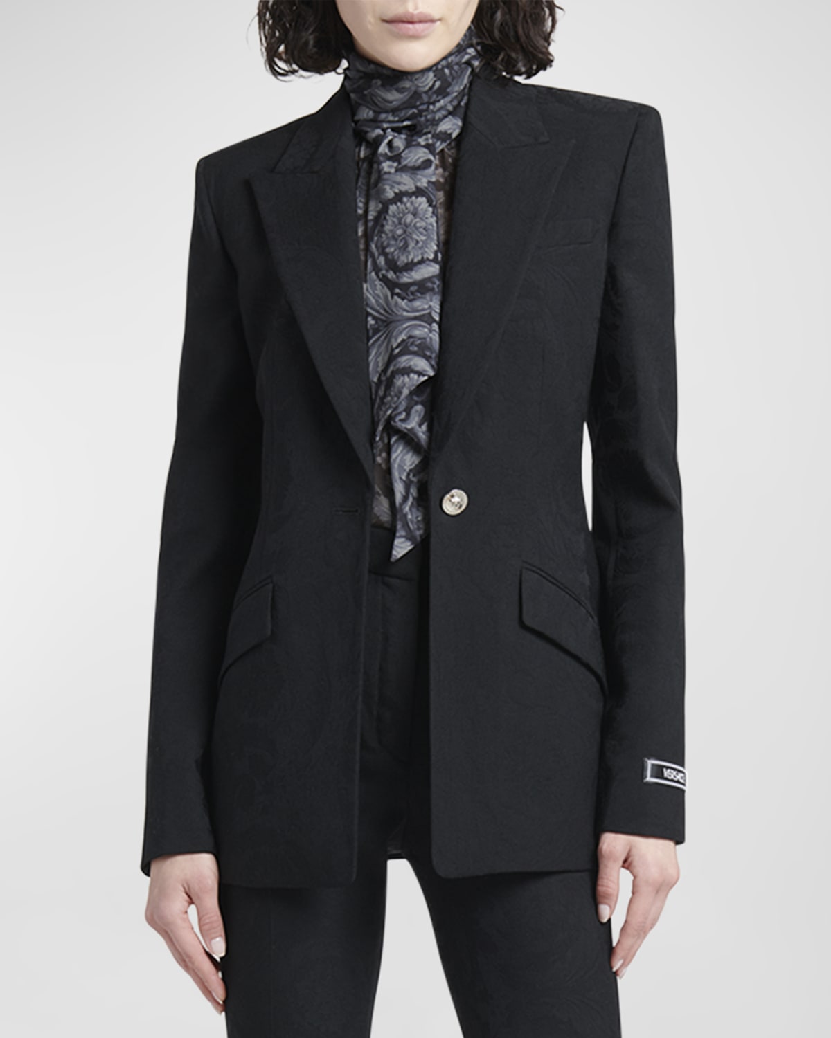 Versace Baroque Jacquard Single-Breasted Blazer Jacket