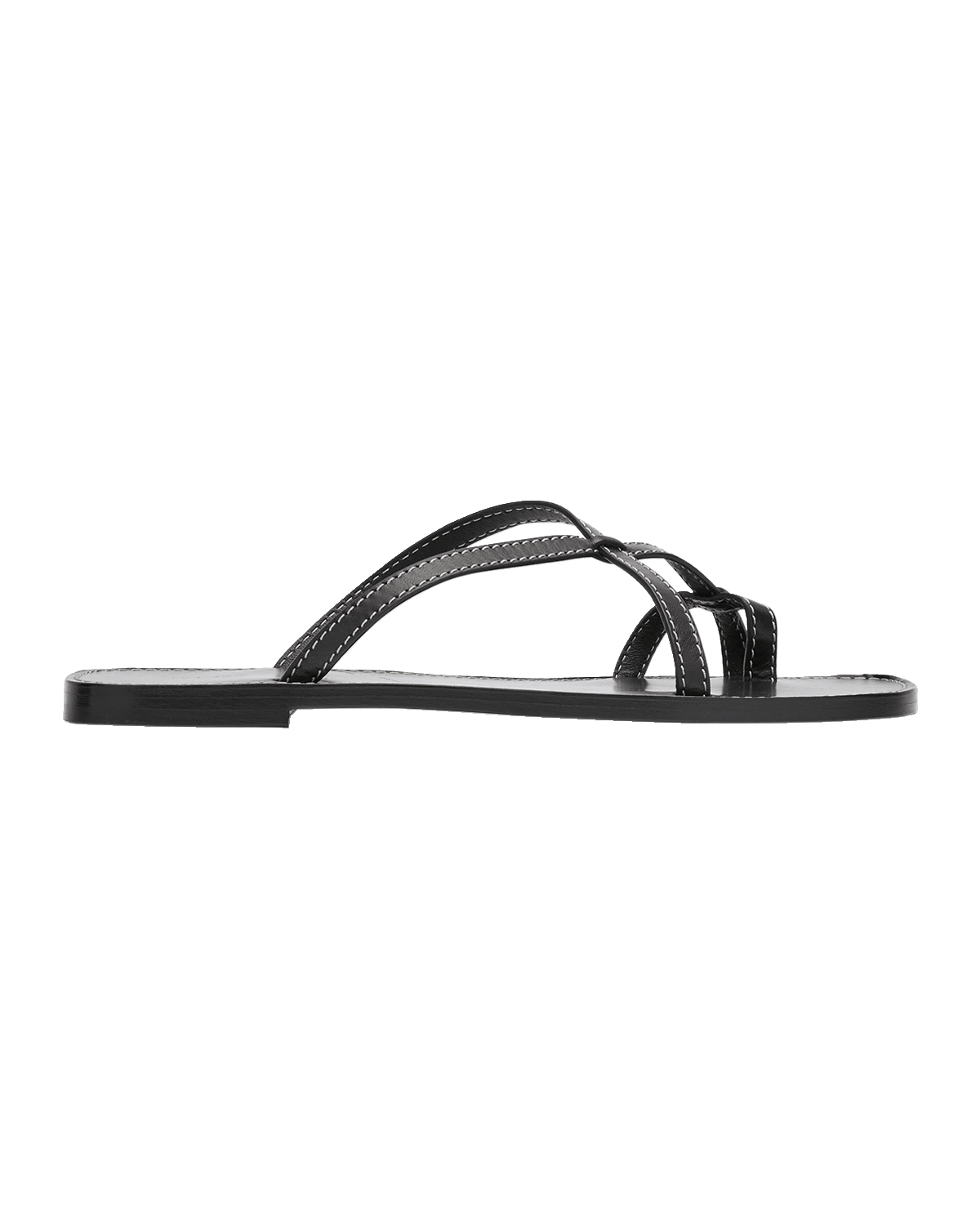 THE ROW Link Leather Toe-Loop Slide Sandals