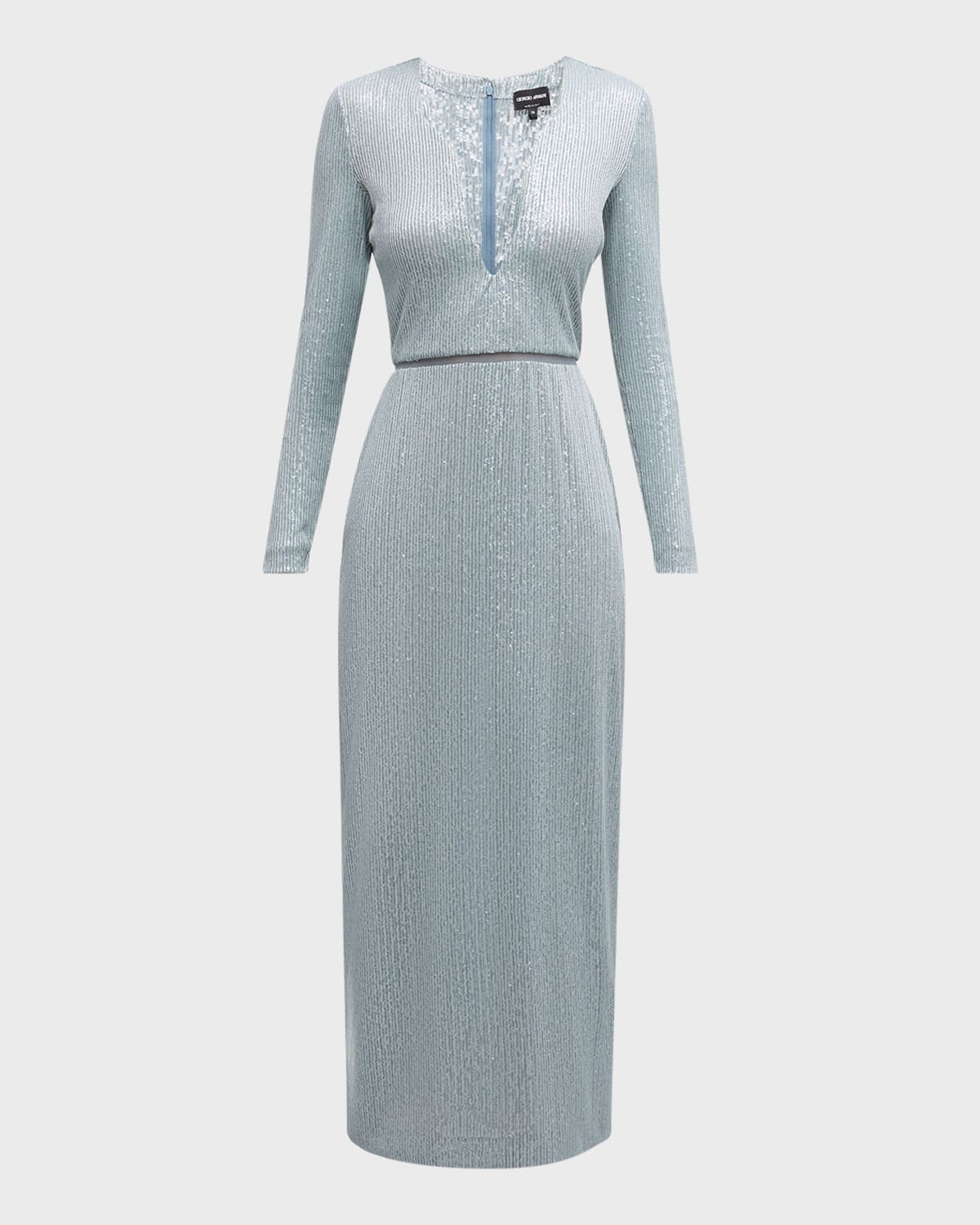 Giorgio Armani Plunging Sequined Knit Dress
