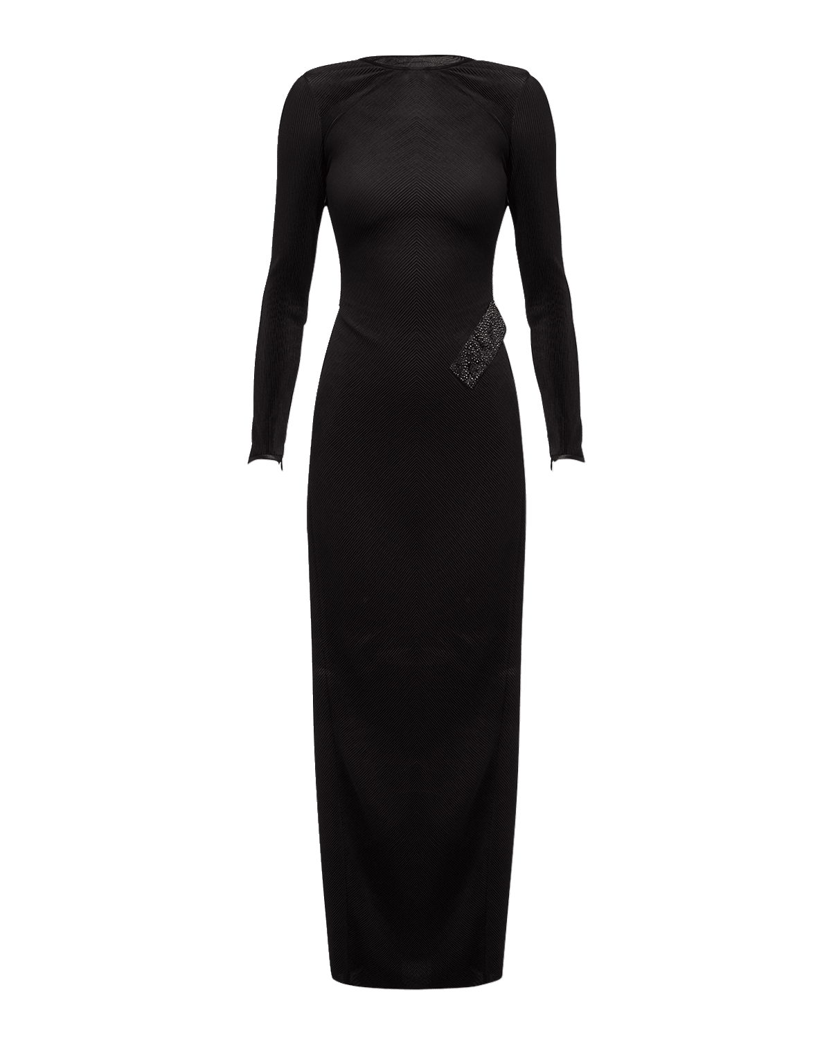 Giorgio Armani Plisse Jersey Gown with Beaded Hip Detail