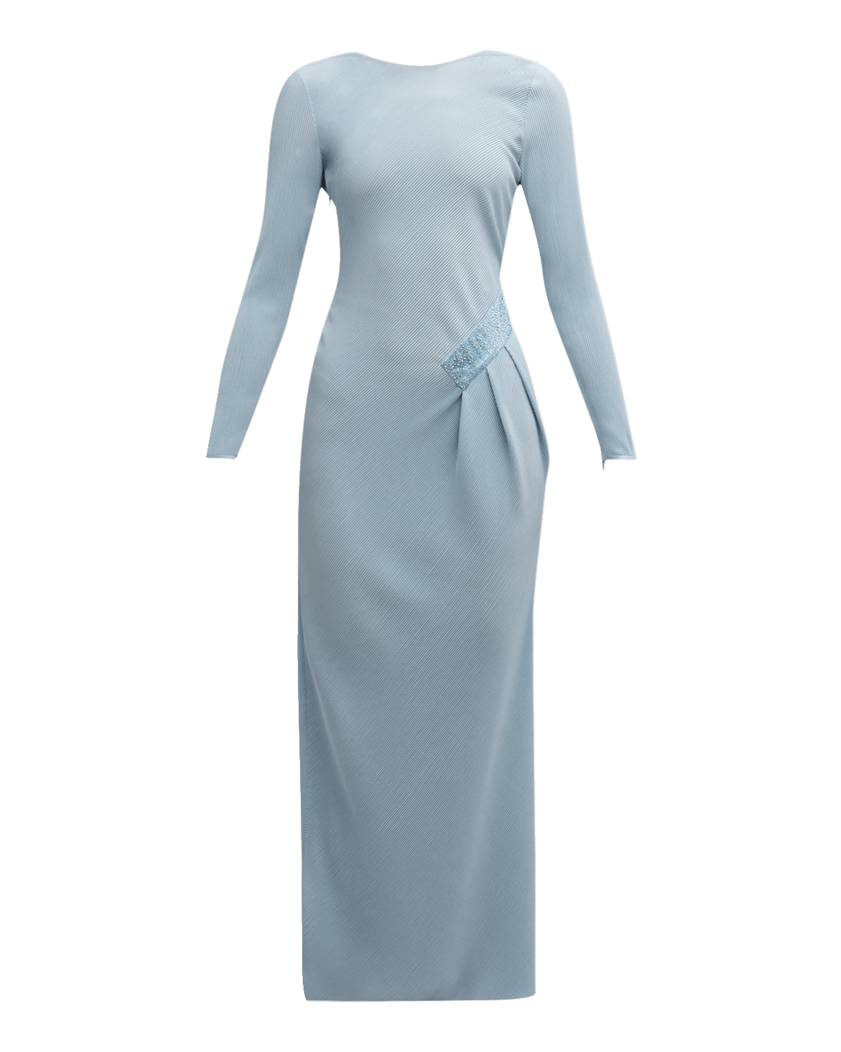 Giorgio Armani Plisse Jersey Gown with Beaded Hip Detail