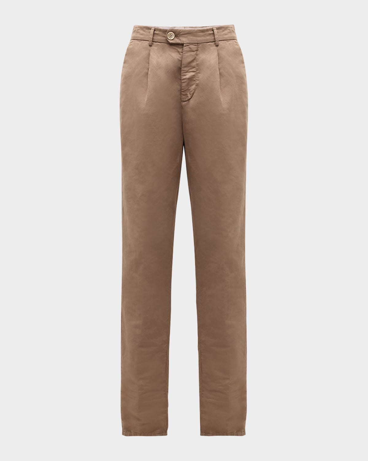 Brunello Cucinelli Men's Slim Fit Cotton-Linen Pleated Pants