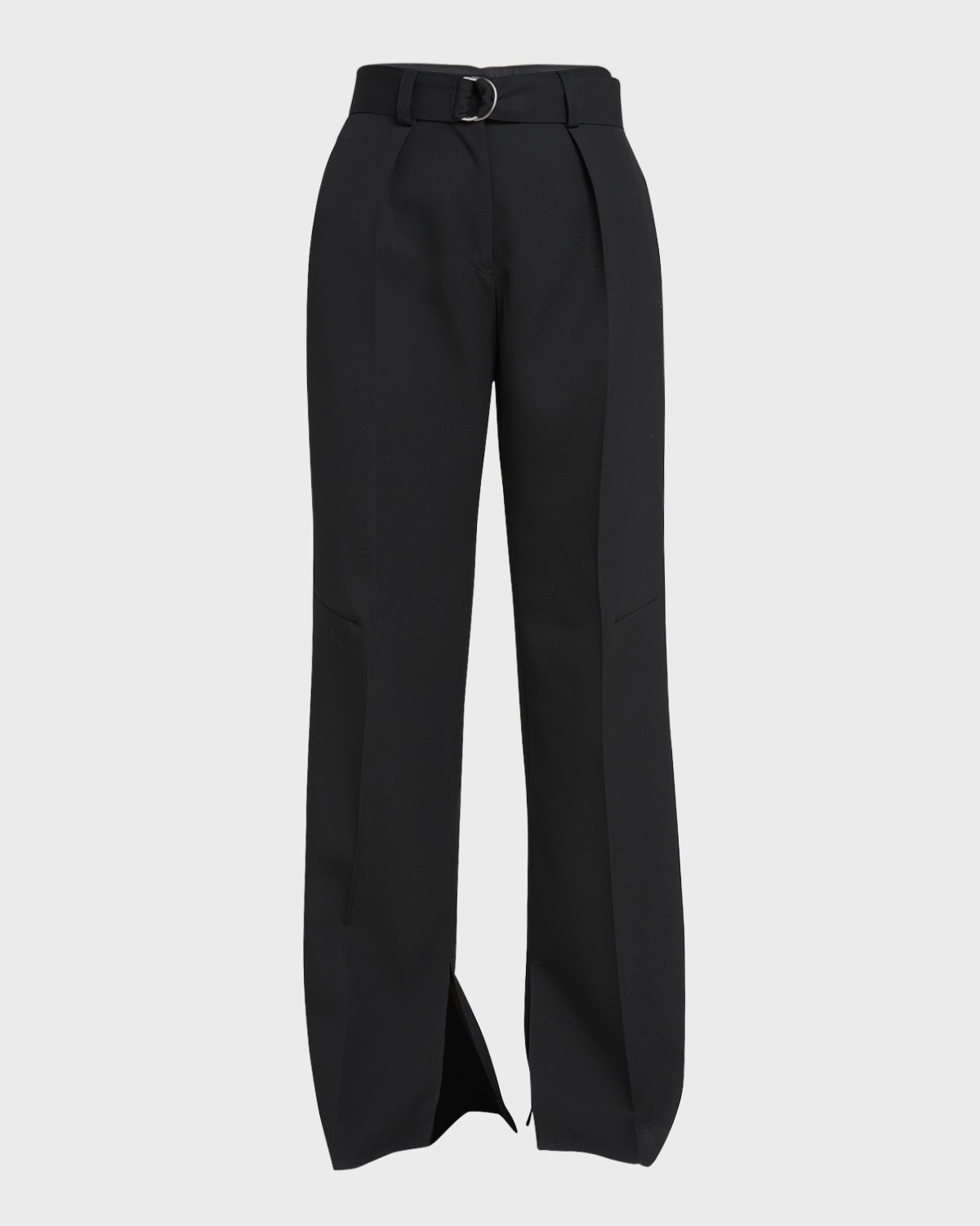 Jil Sander 40 Pleated Belted Straight-Leg Split-Hem Trousers