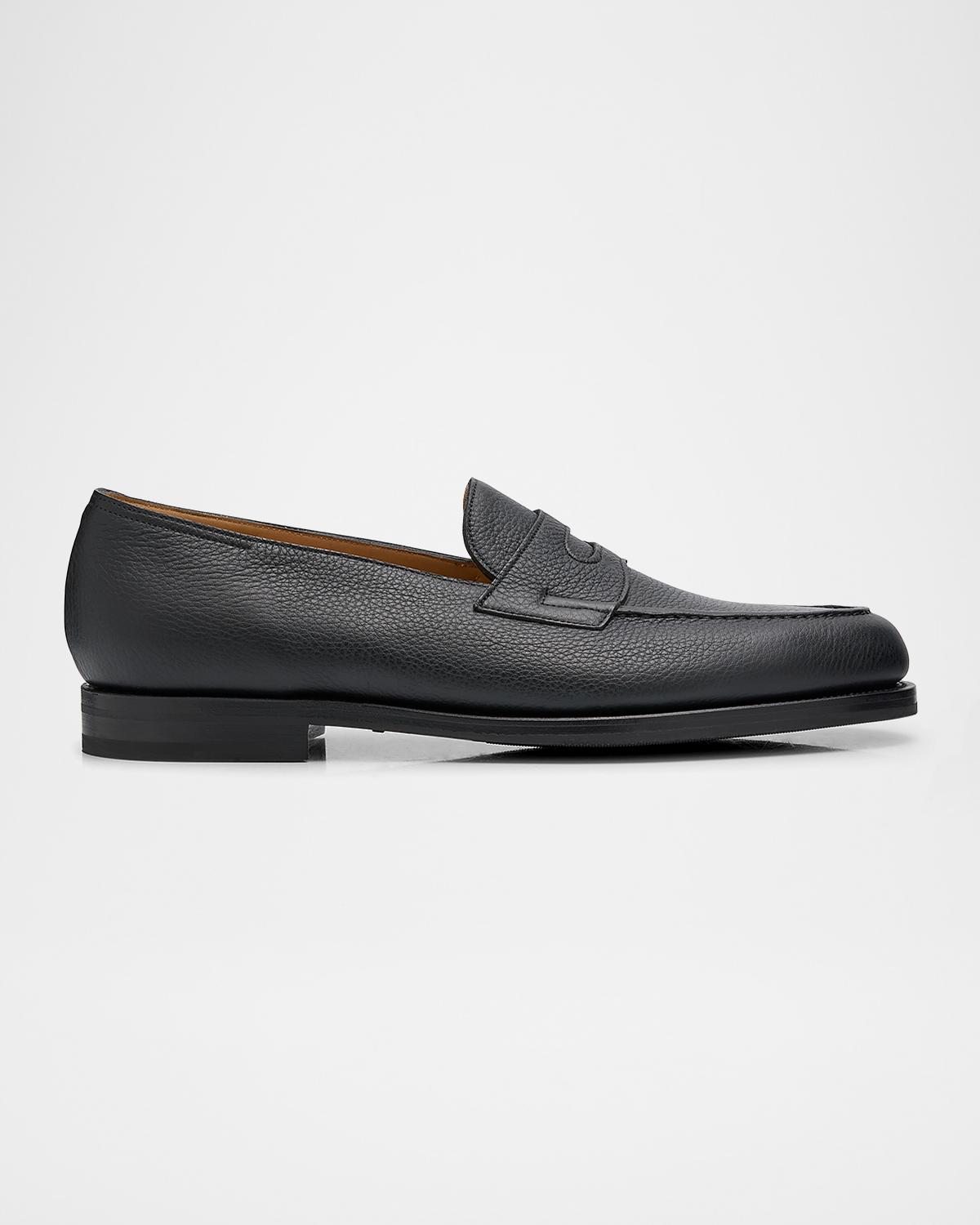 John Lobb Men's Lopez Soft Grained Leather Penny Loafers