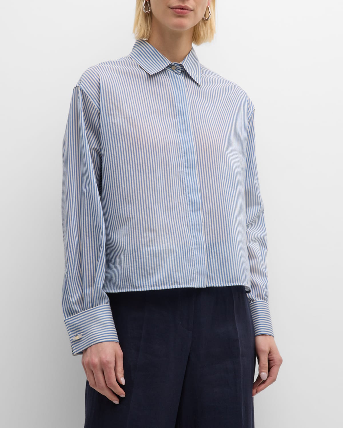Max Mara Vertigo Striped Button-Front Shirt