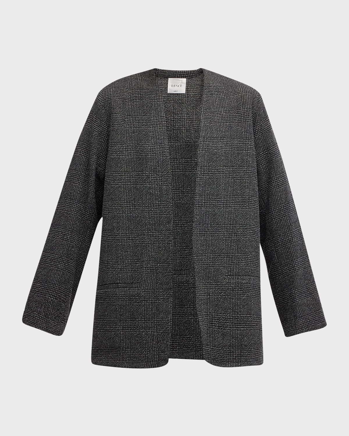 LESET Austyn Collarless Plaid Blazer