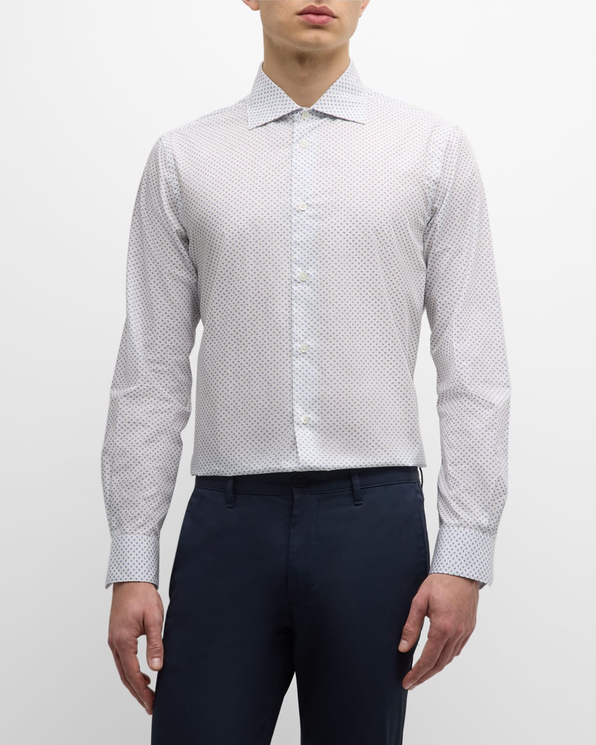 Paul Smith Men's Cotton Micro Leaf-Print Dress Shirt