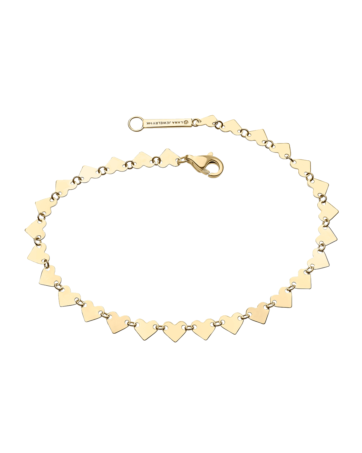 LANA 14K Gold Laser Heart Chain Bracelet