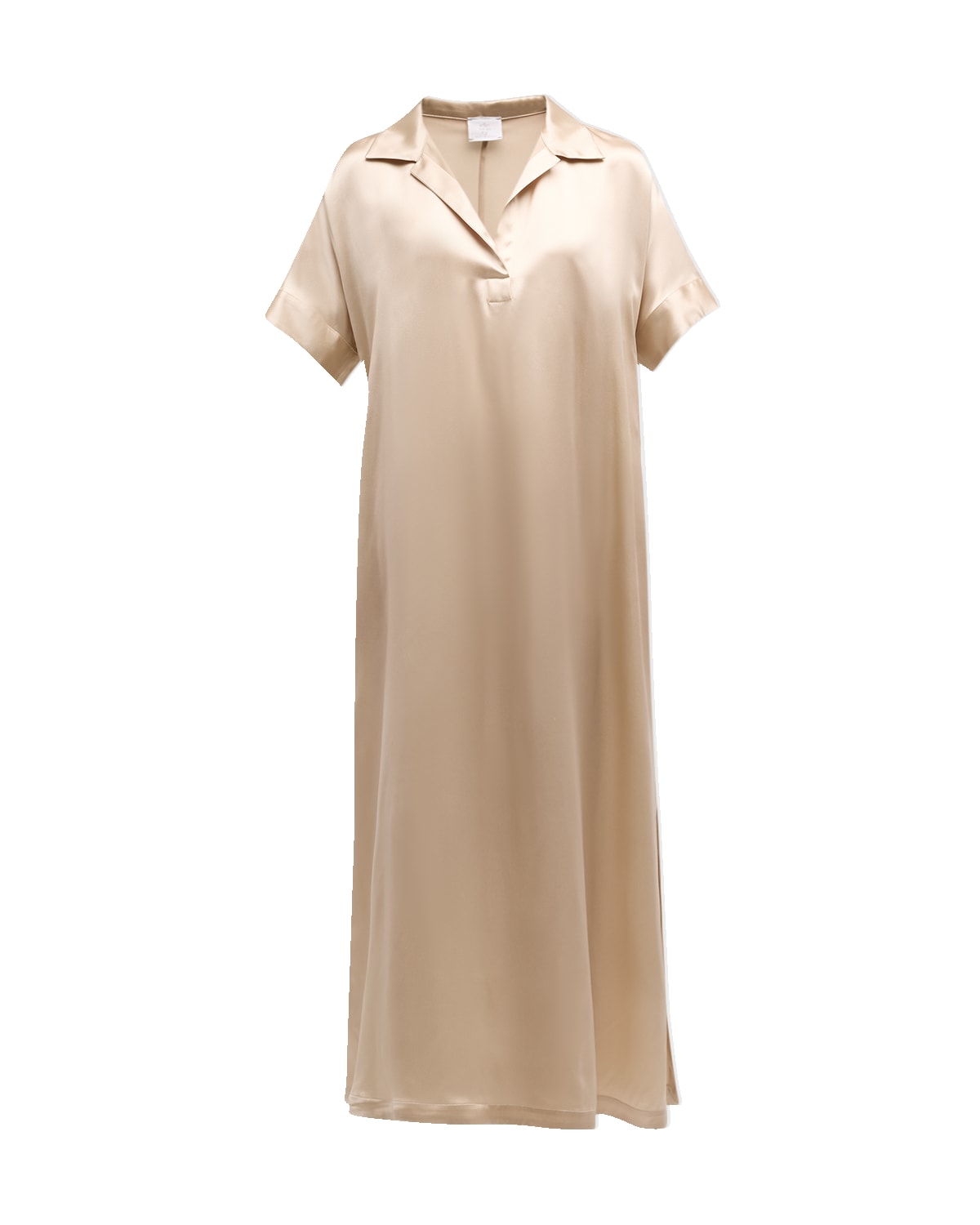 Eleventy Short-Sleeve Silk Midi Shift Dress