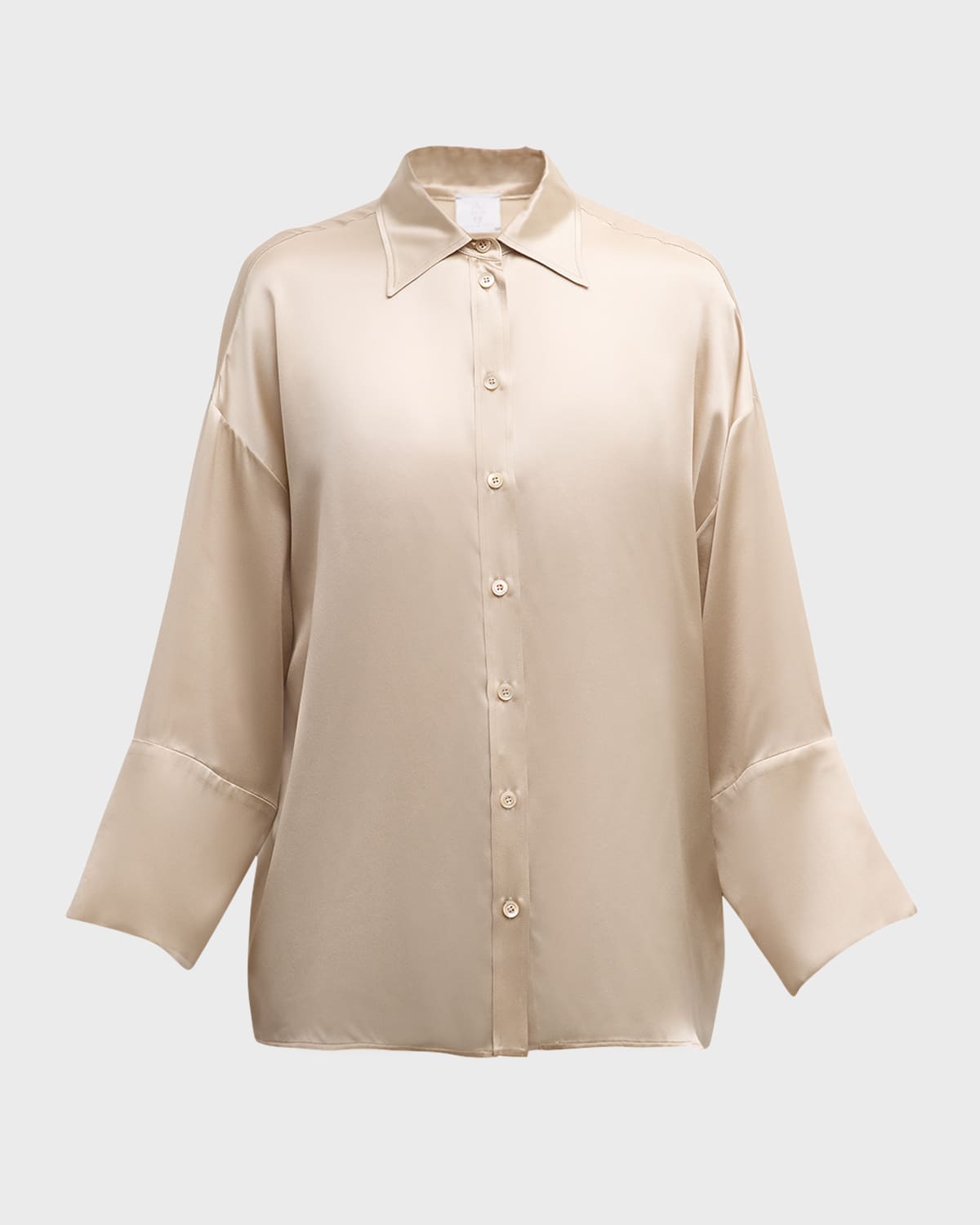 Eleventy Drop-Shoulder Button-Down Silk Shirt