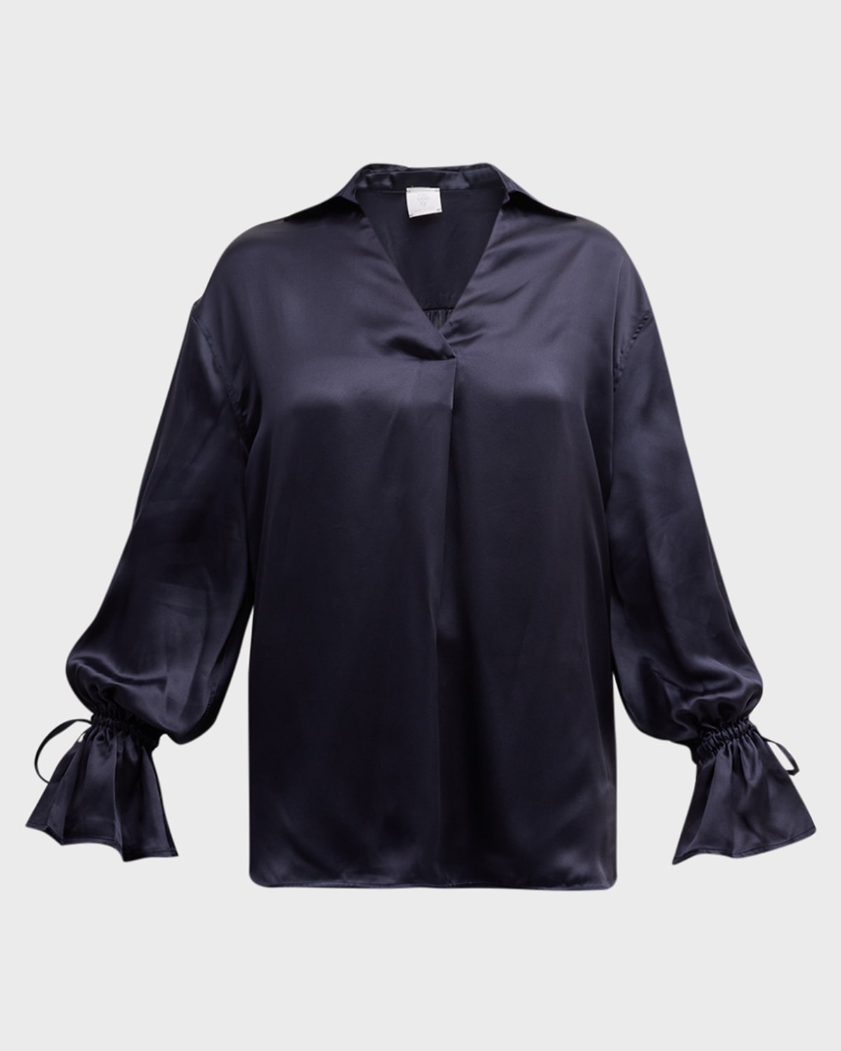 Eleventy Silk Puff-Sleeve Blouse