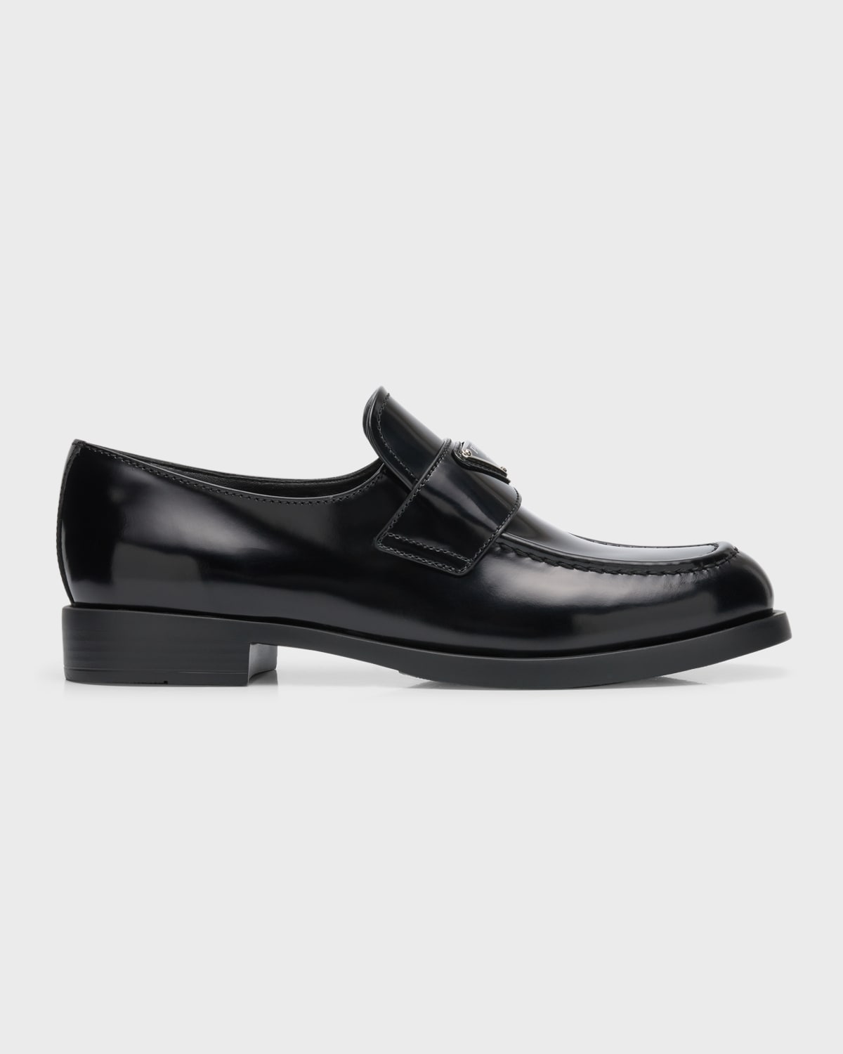 Prada Leather Slip-On Flat Loafers