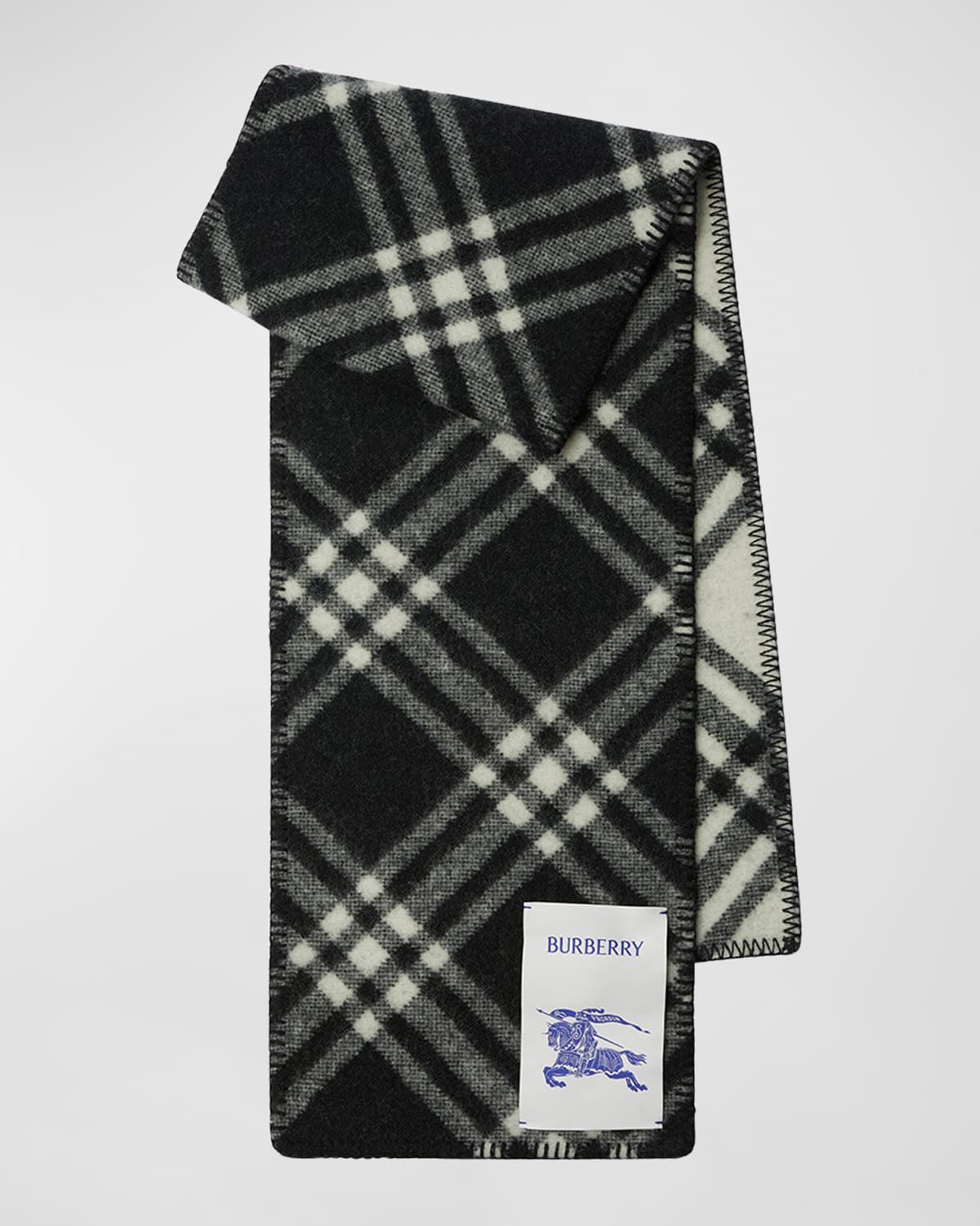 Burberry Men's Wool Check EKD Label Scarf