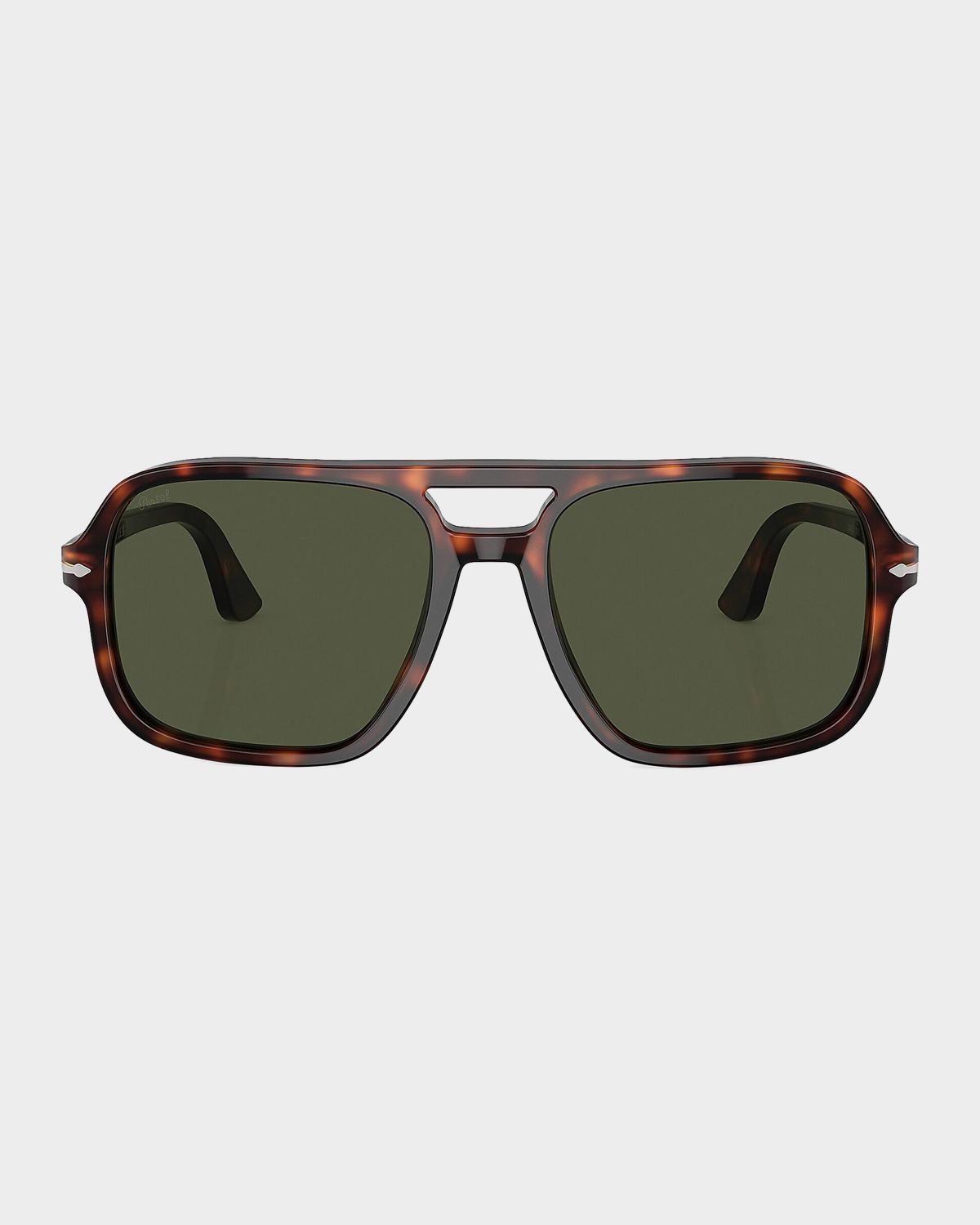Persol Men's Double-Bridge Acetate Aviator Sunglasses
