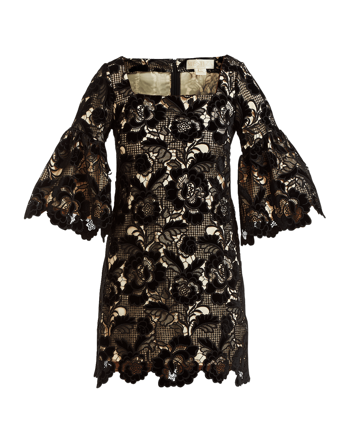 Mestiza New York Vivienne Bell-Sleeve Velvet Lace Mini Dress