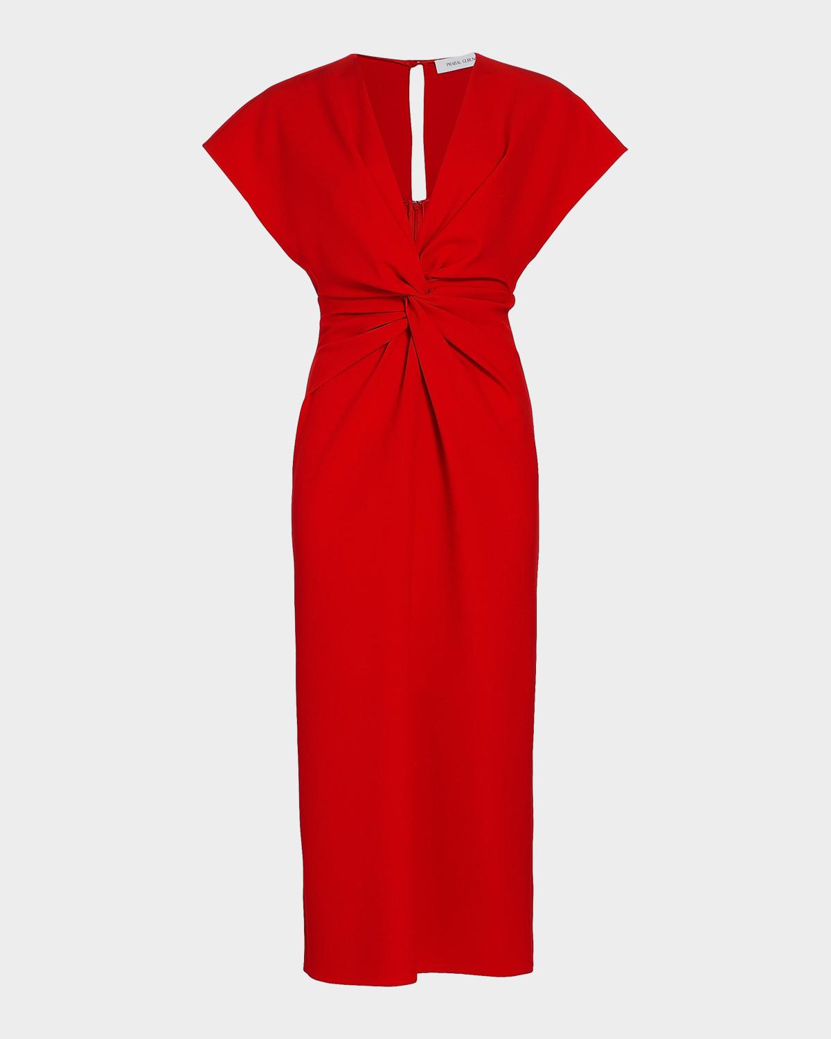 Prabal Gurung Jackie Twisted Cap-Sleeve Midi Dress