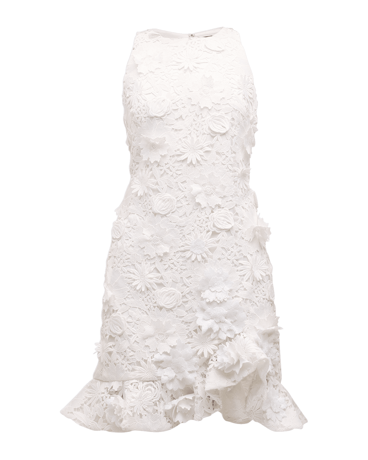 Ungaro Coral Sleeveless Floral Lace Mini Dress