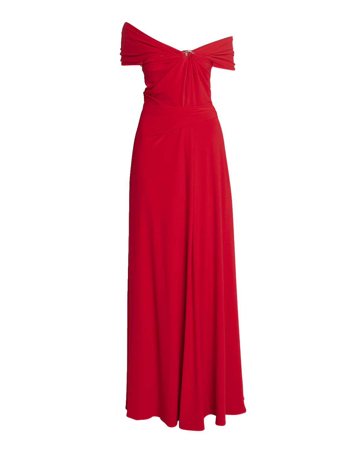 Talbot Runhof O-Ring Off-The-Shoulder Jersey Crepe Gown