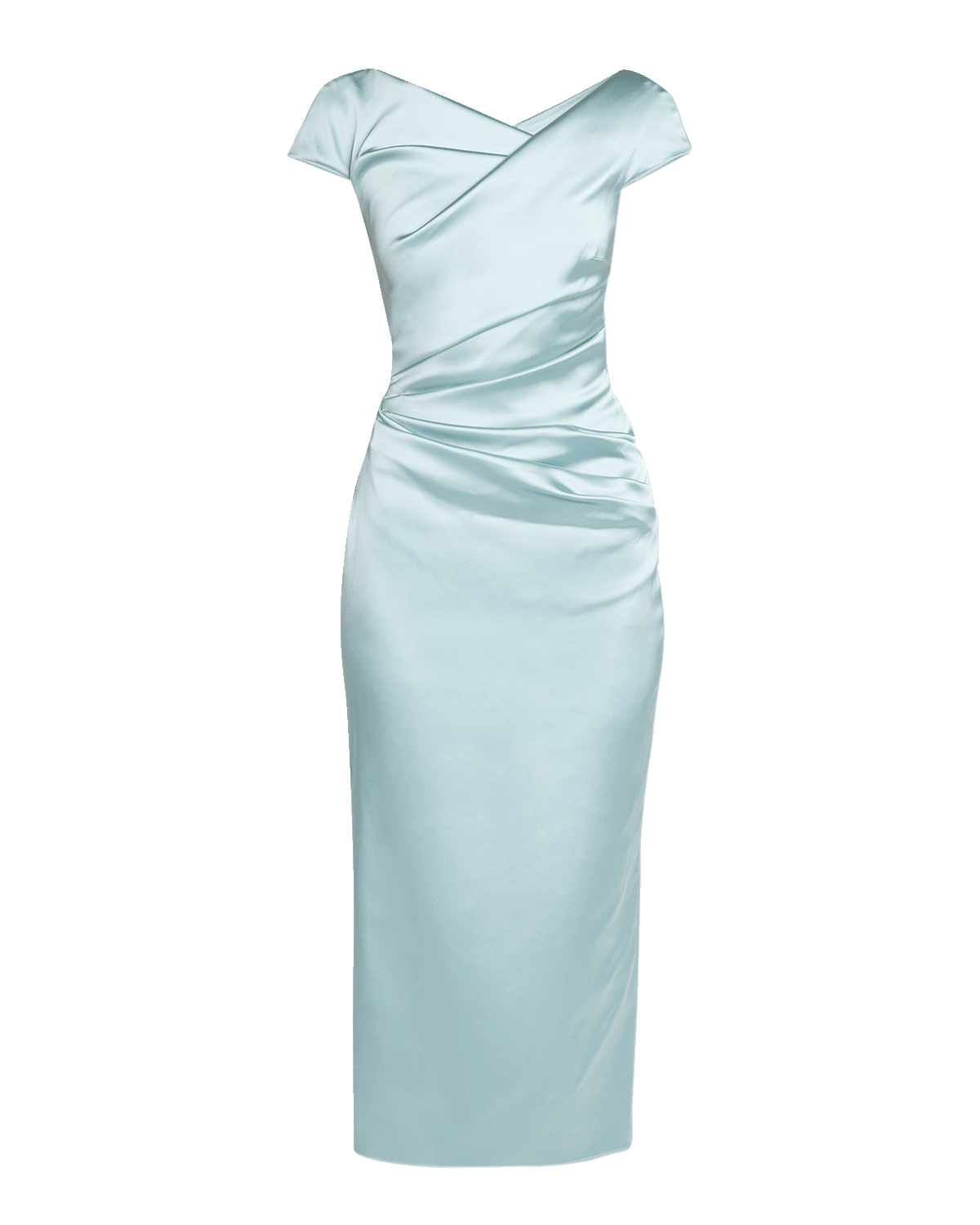 Talbot Runhof Cap-Sleeve Satin Duchesse Midi Dress