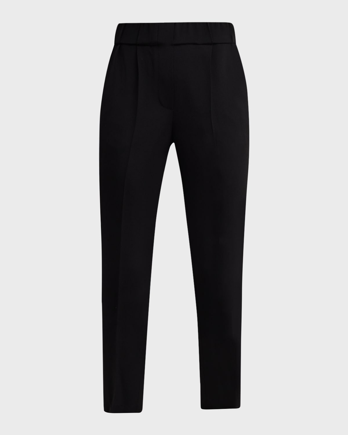 Brunello Cucinelli Classic Elastic-Waist Cropped Silk Trousers