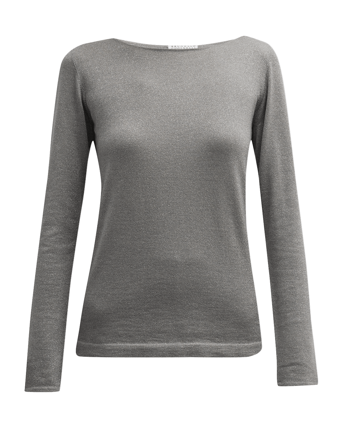 Brunello Cucinelli Metallic Cashmere-Silk Boat-Neck Sweater